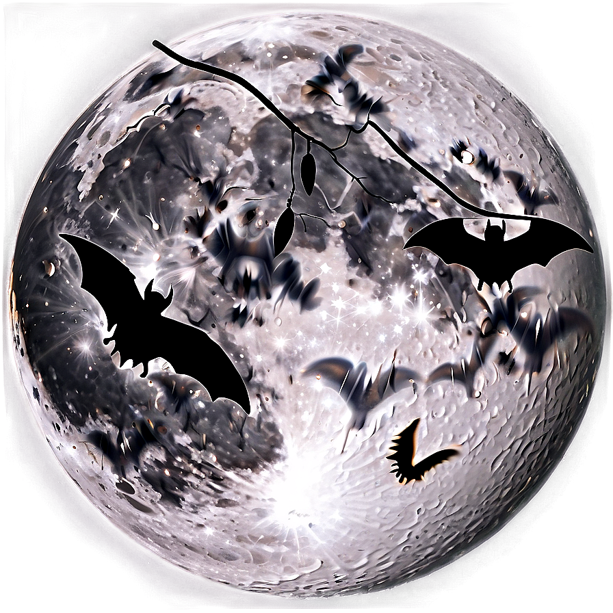 Black Moon With Bats Png Swh92 PNG