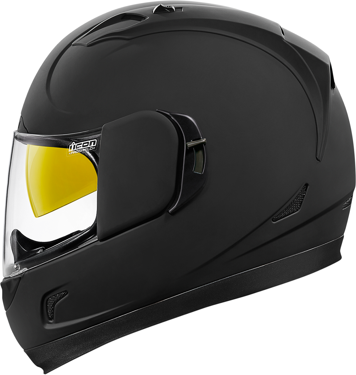 Black Motorcycle Helmet Yellow Visor PNG