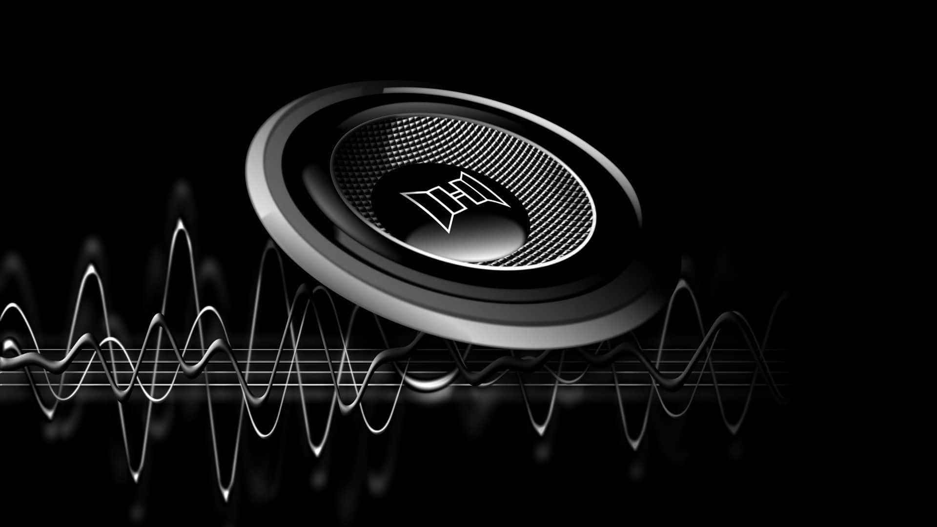 Black Music Speaker With Sound Waves Picture