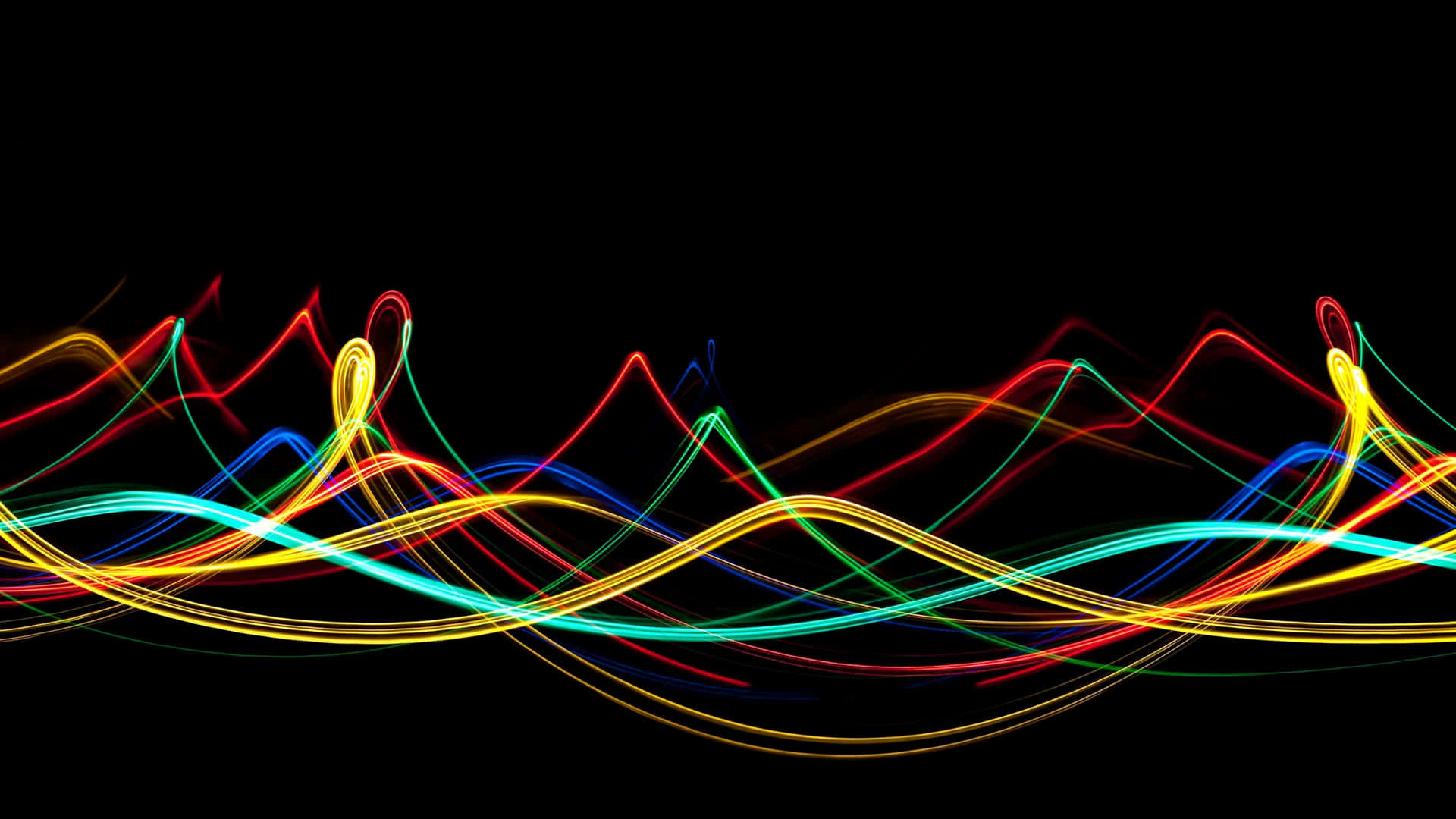 A Colorful Wave Of Light On A Black Background Wallpaper