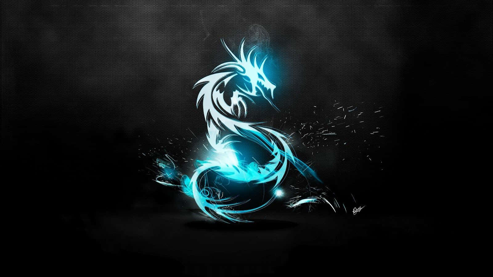 A Blue Dragon On A Black Background Wallpaper