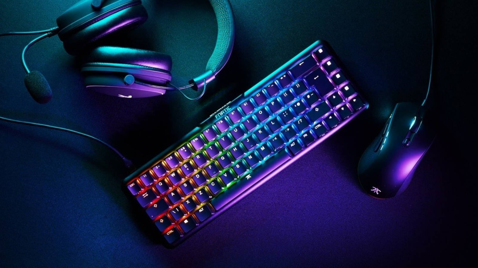 Black Neon Light Computer Keyboard Background