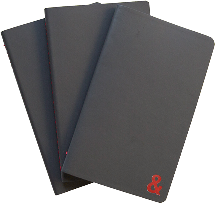 Black Notebookswith Red Accents PNG