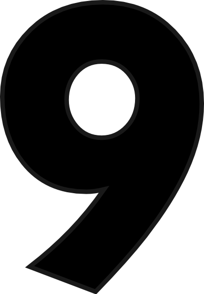 Black Number9 Graphic PNG