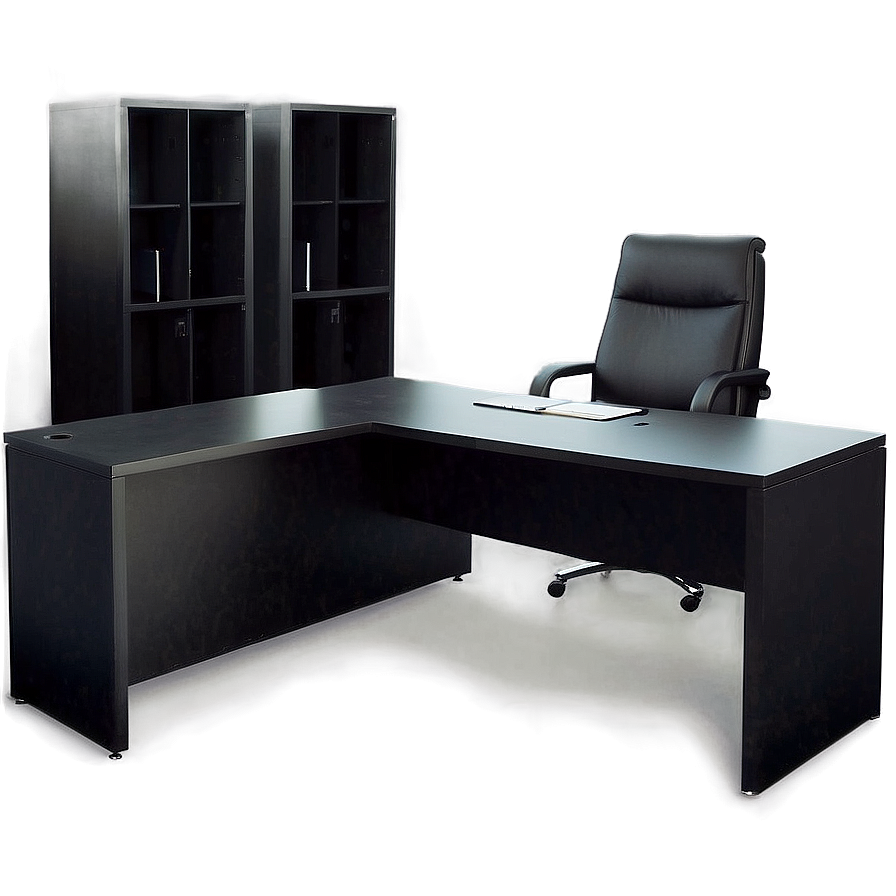 Black Office Desk Png 06122024 PNG