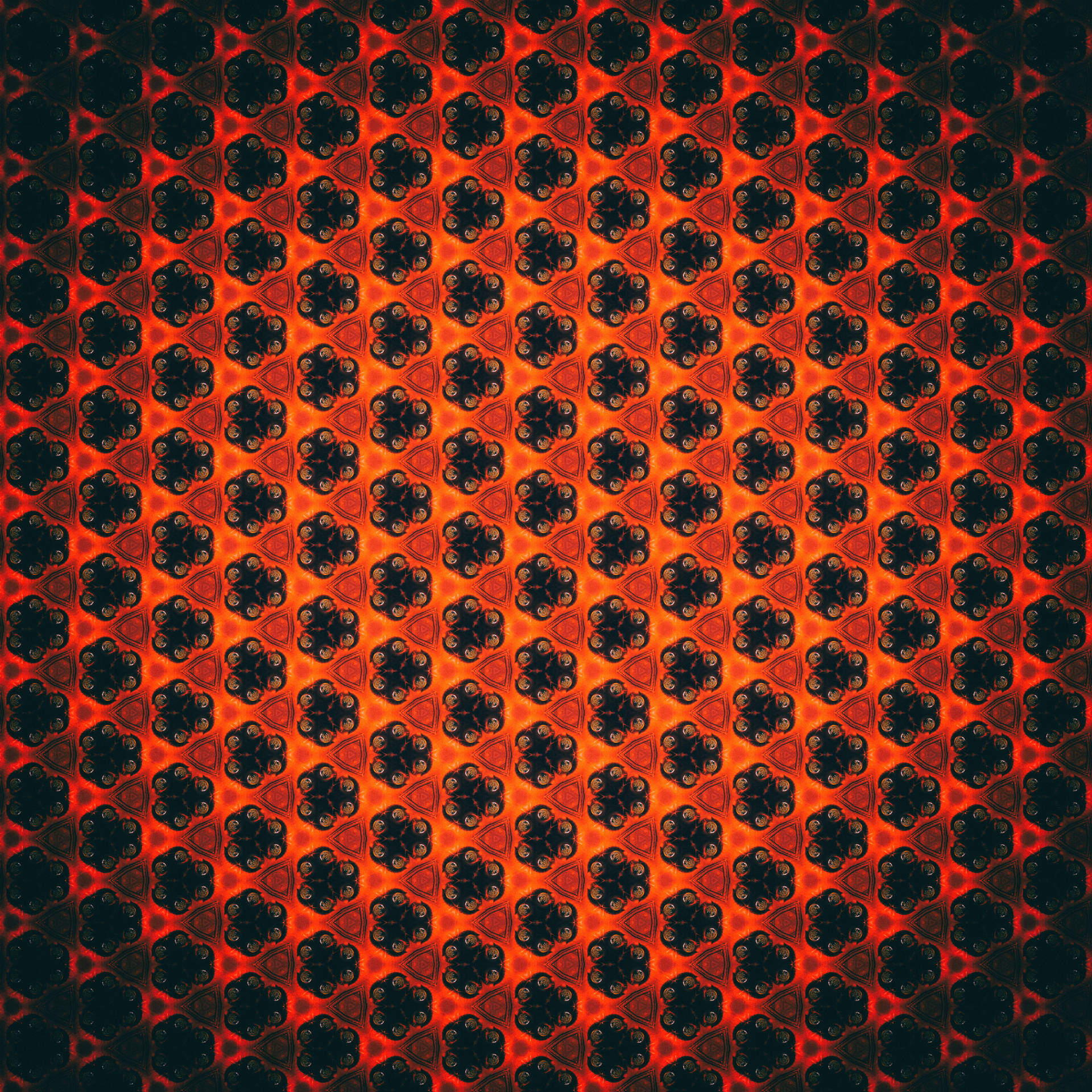 Black Orange Geometric Flowers Pattern Wallpaper