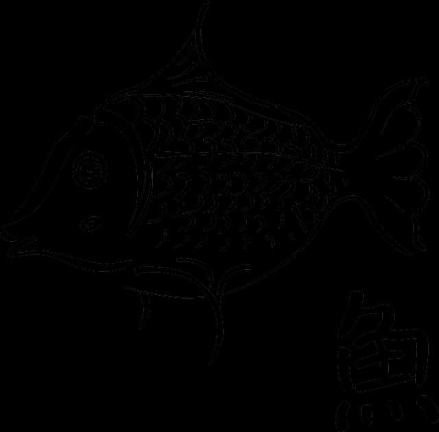 Black Outline Fish Illustration PNG