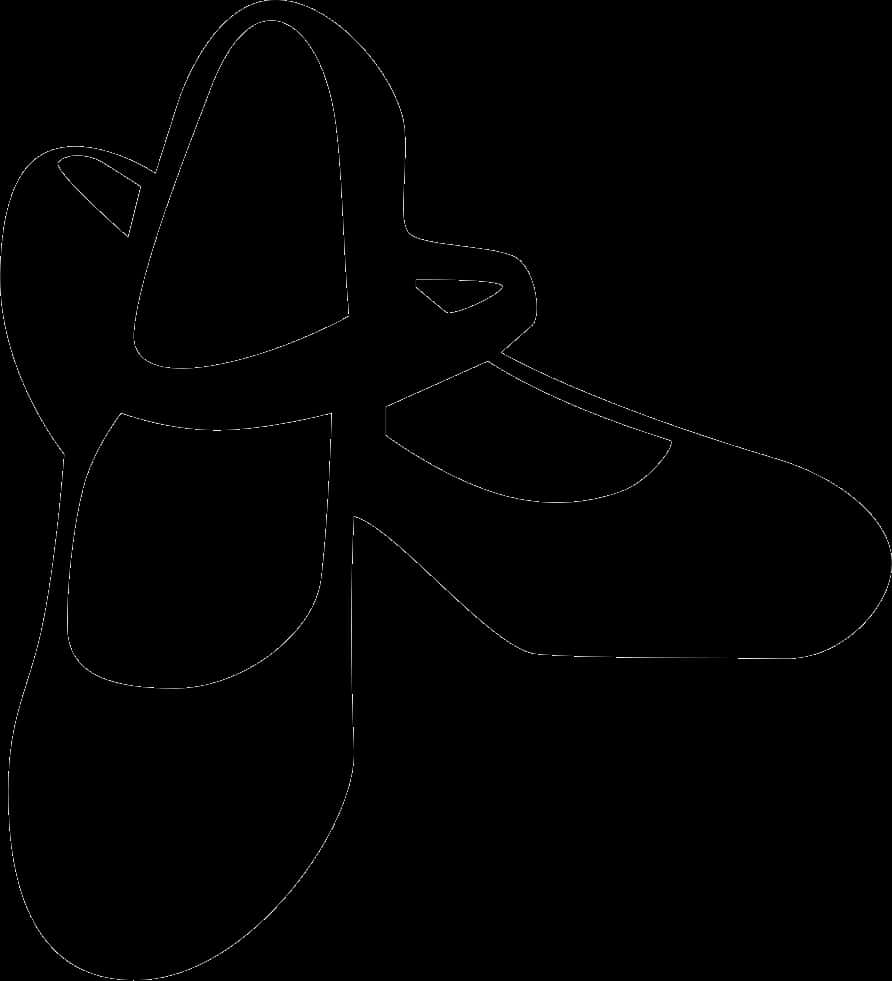 Black Outline Flat Shoe Illustration PNG