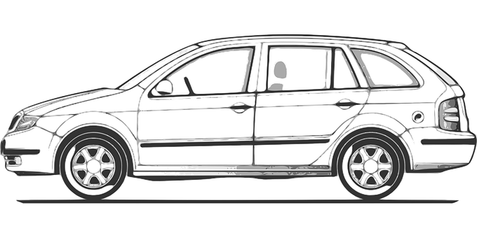 Black Outline S U V Side View PNG