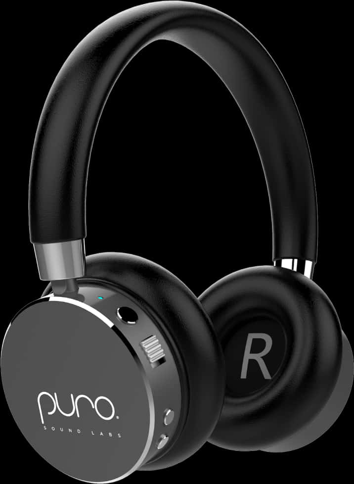 Black Over Ear Headphones Puro Sound Labs PNG