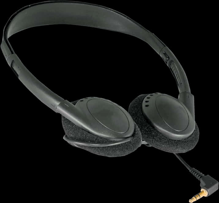 Black Over Ear Headphoneswith Cable PNG