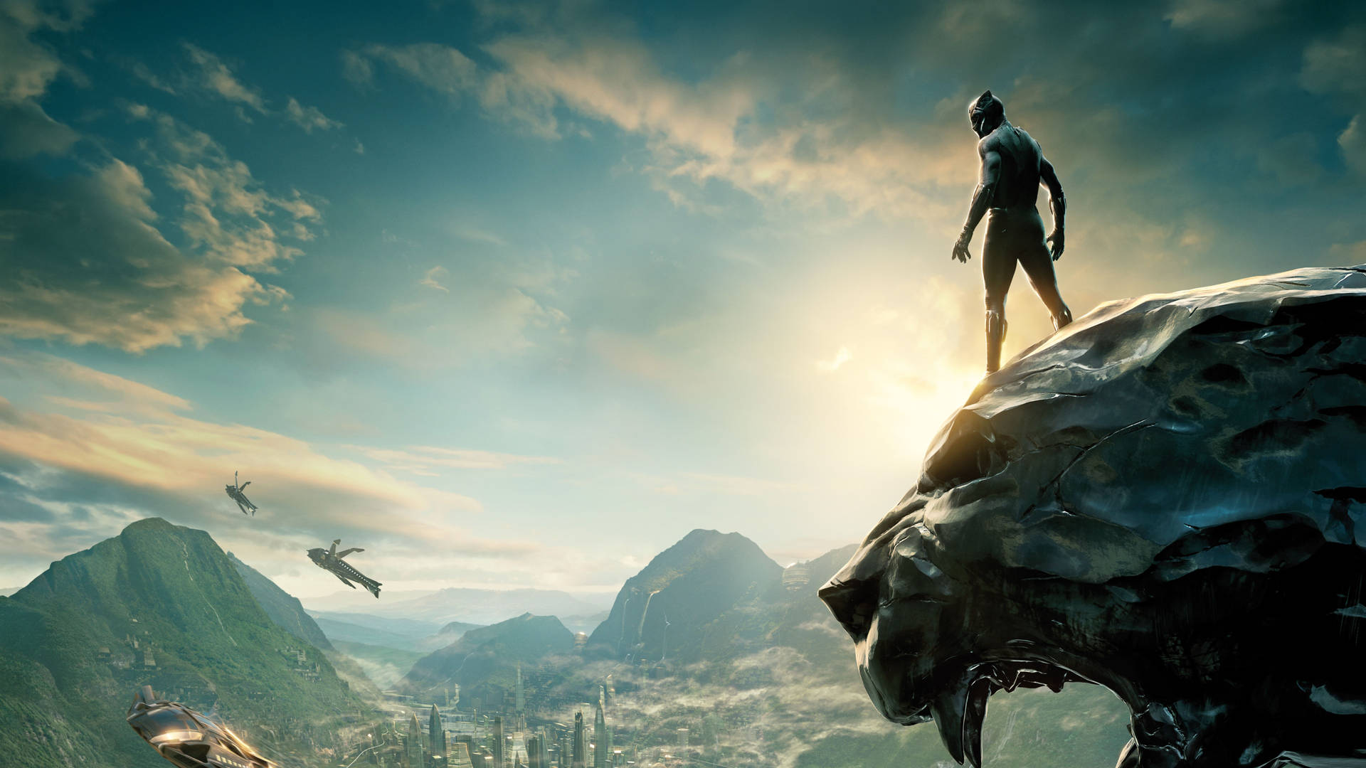 Black Panther and the futuristic Wakanda City Wallpaper