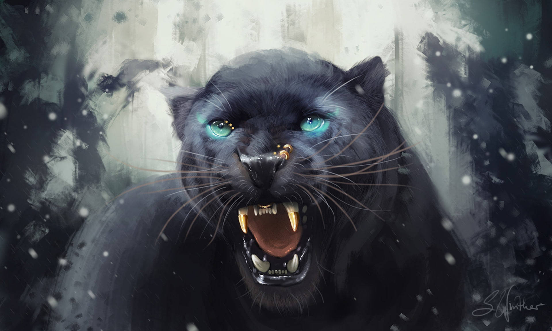 Black Panther Animal Artwork Wallpaper