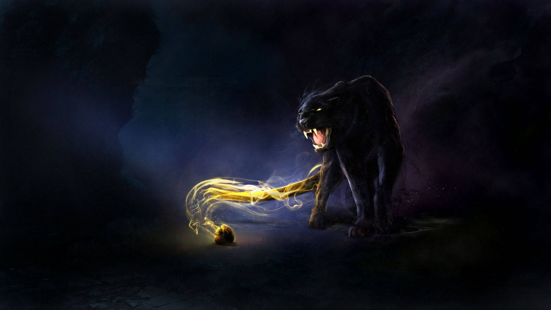 Black Panther Animal Yellow Light