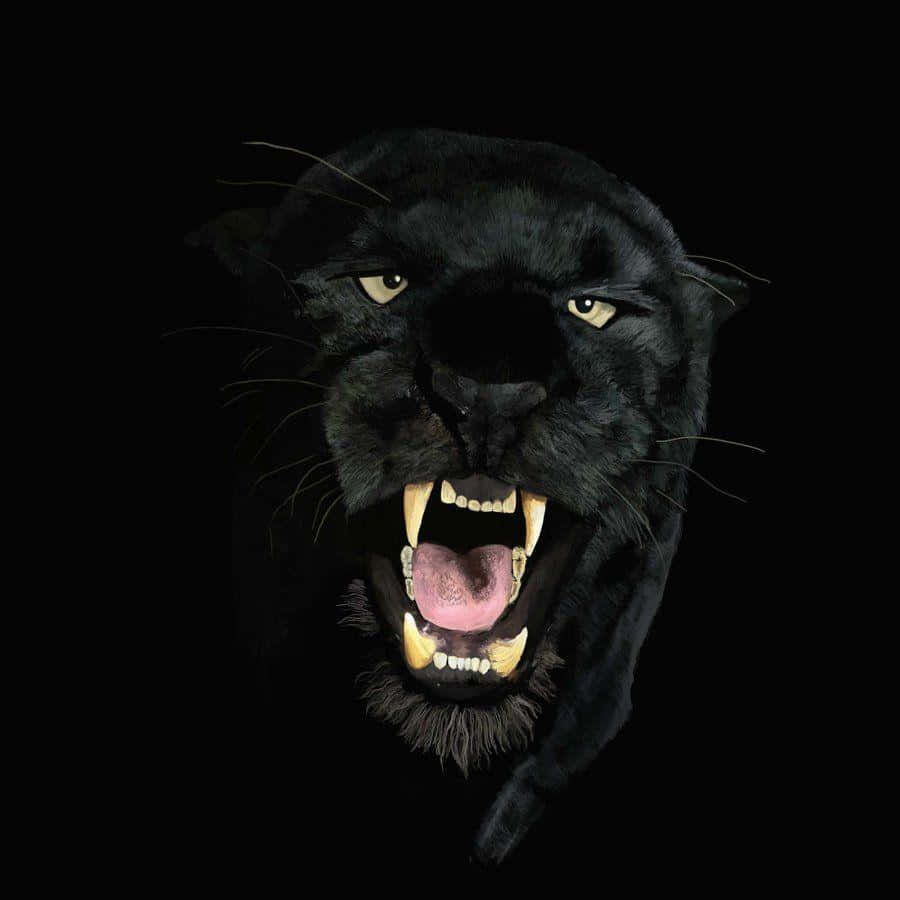 A Black Panther Is Shown With Its Mouth Open