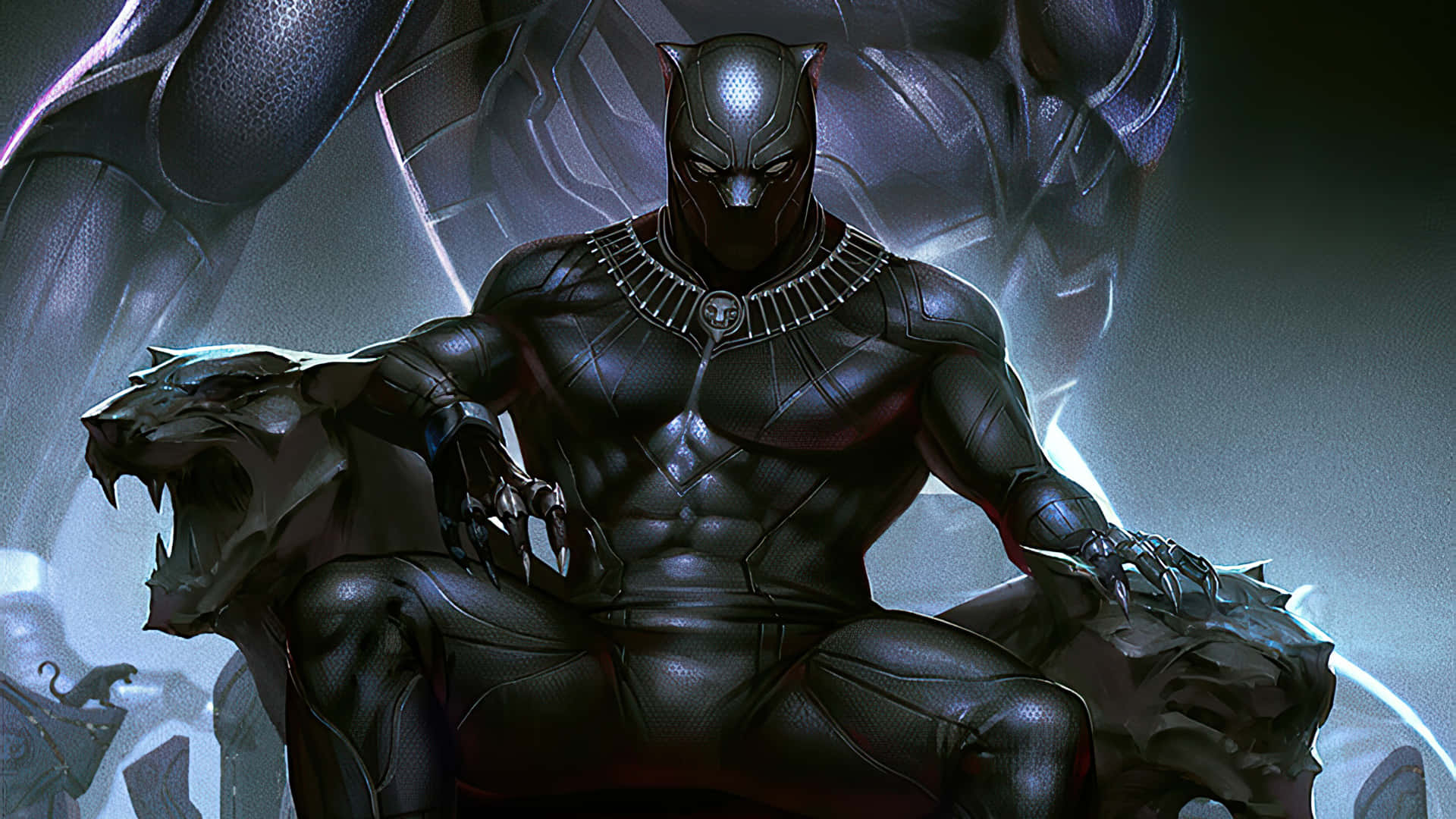 Billeder af Black Panther dekorerer denne tapet.