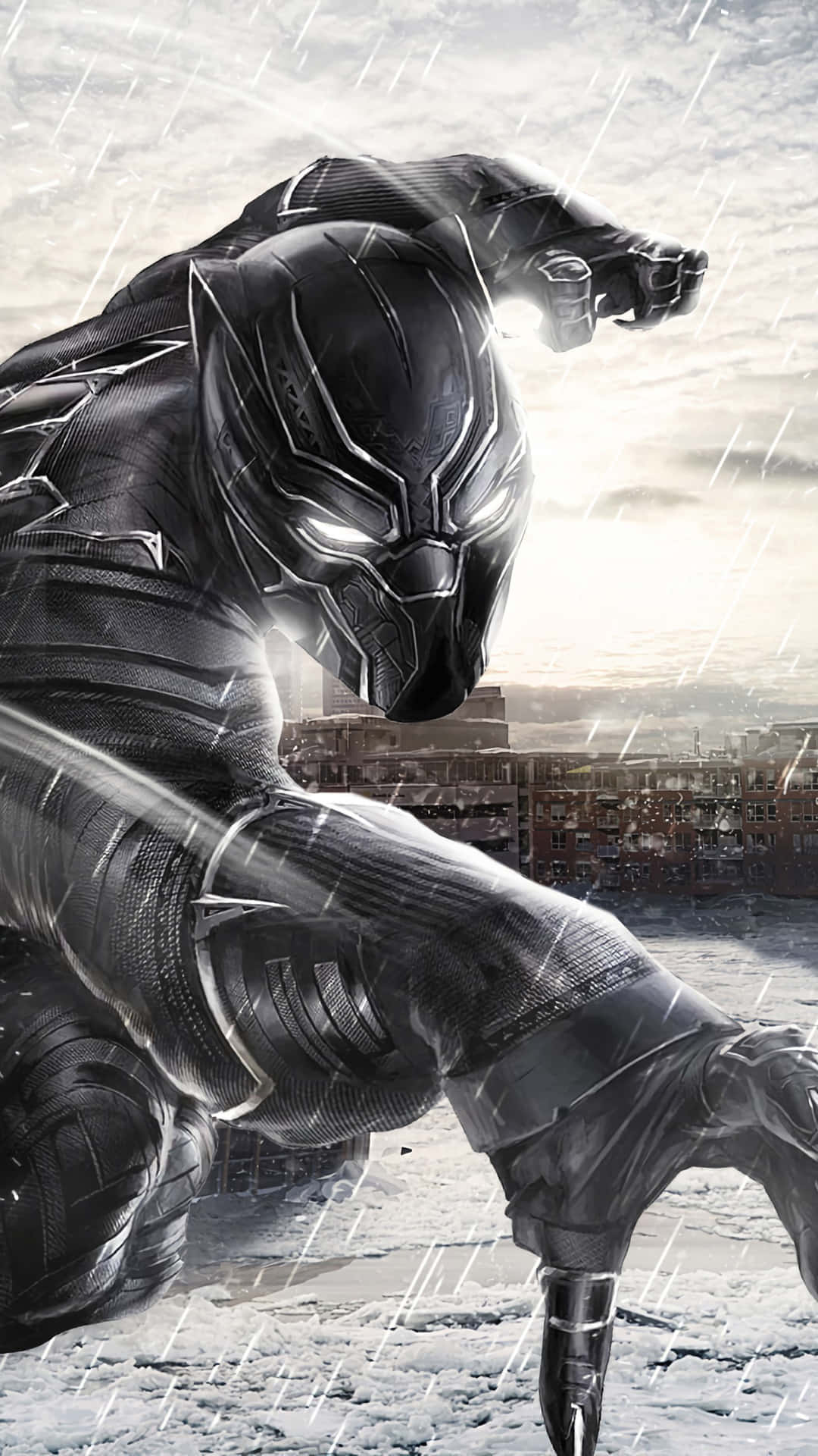 Elhéroe De Black Panther De Marvel, ¡listo Para Luchar! Fondo de pantalla