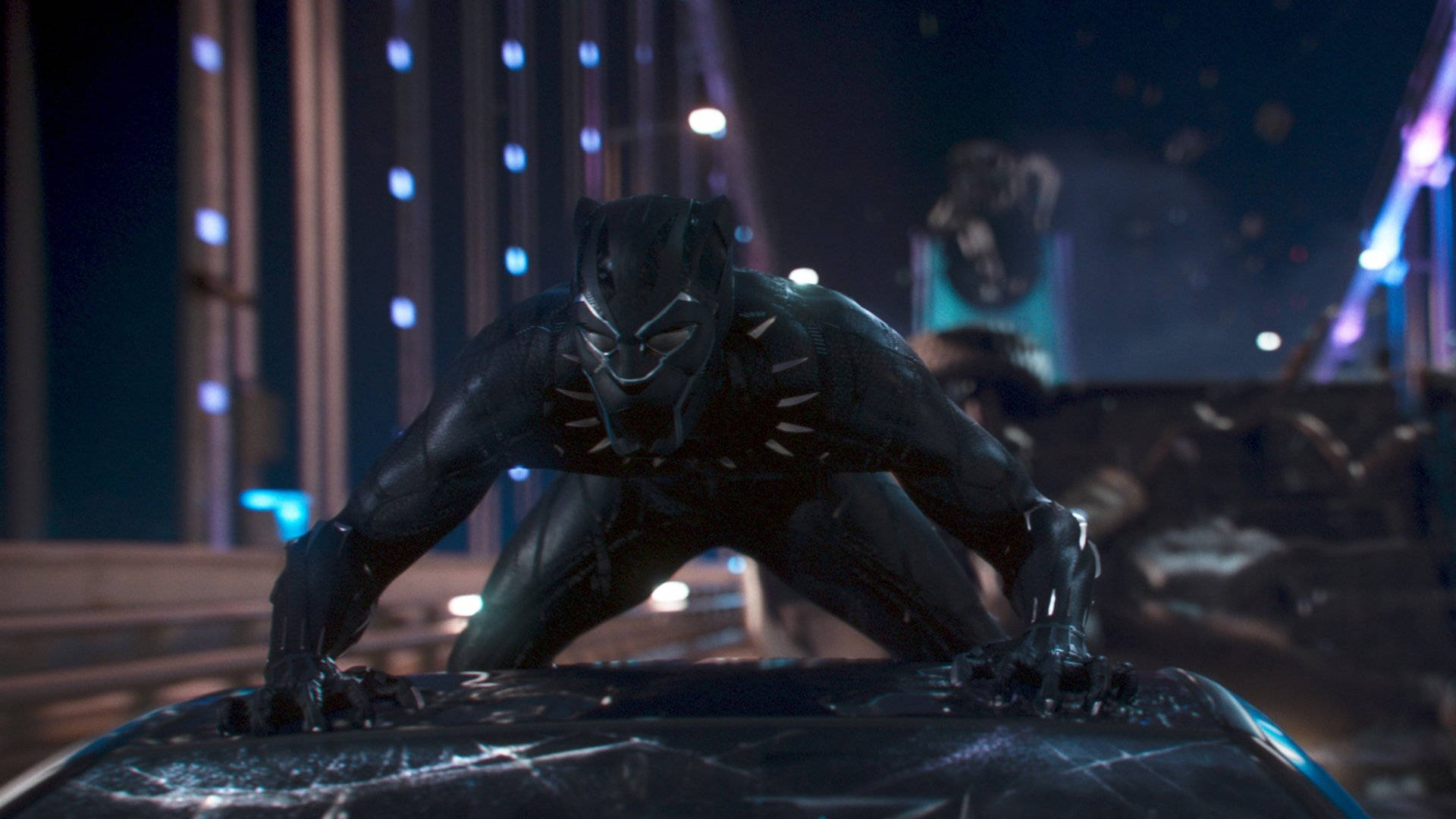 Black Panther In Action Background