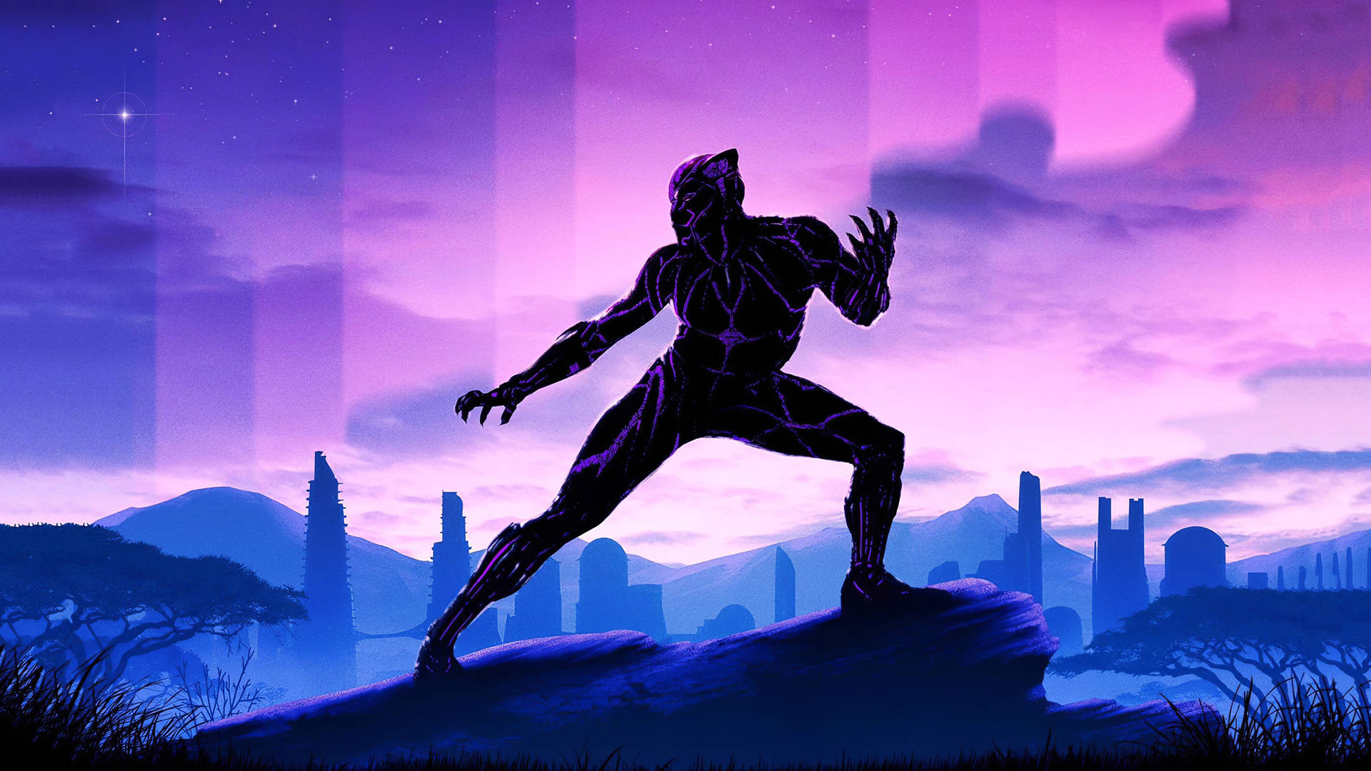 Black Panther In Defense Stance Background