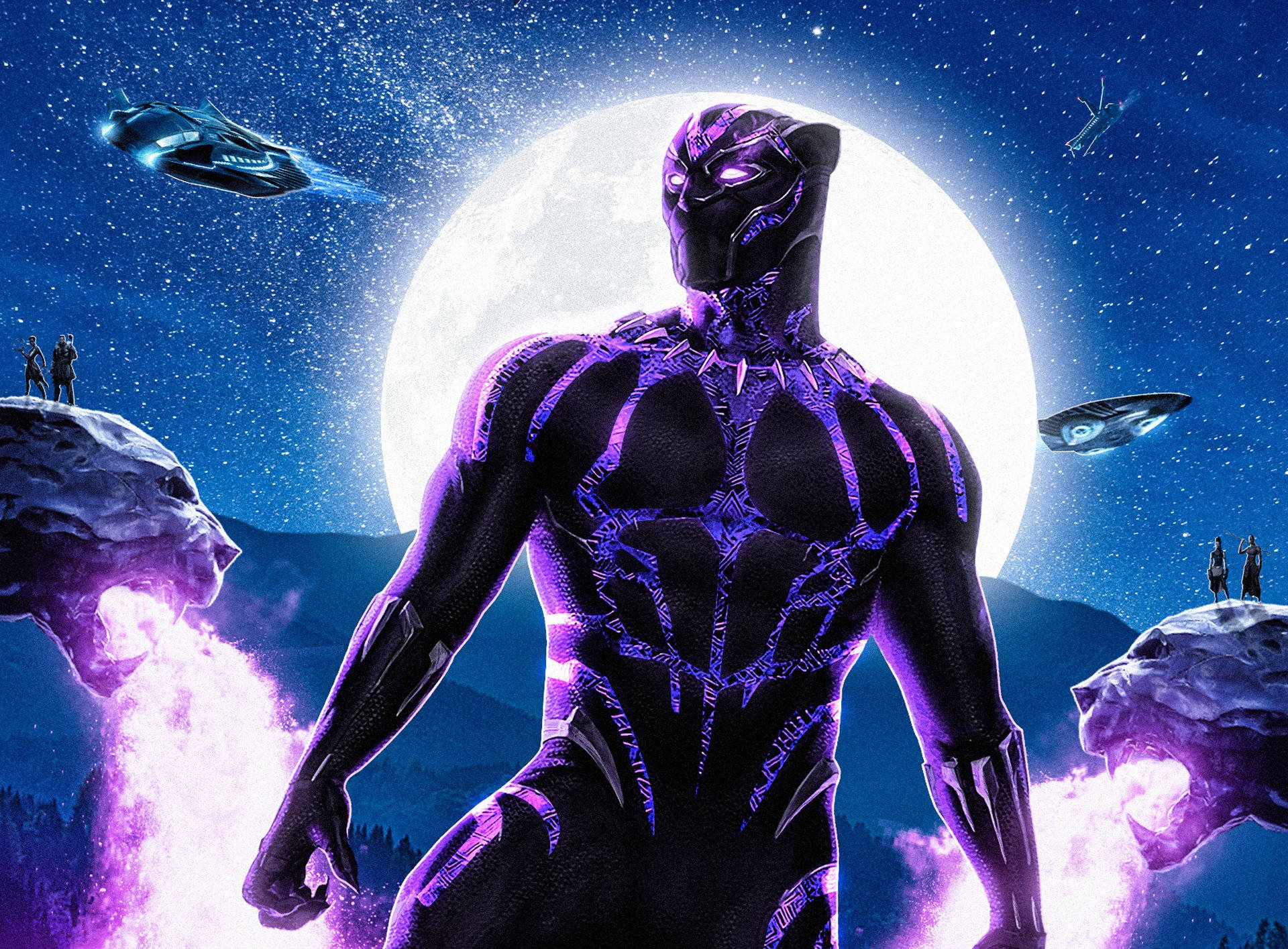 Black Panther In Full Moon