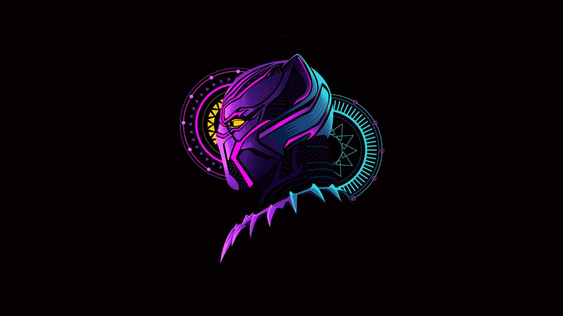 Black Panther In Geometric Design Background