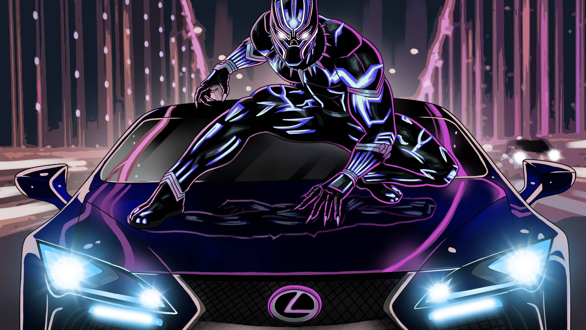 Black Panther In Lexus Car Background