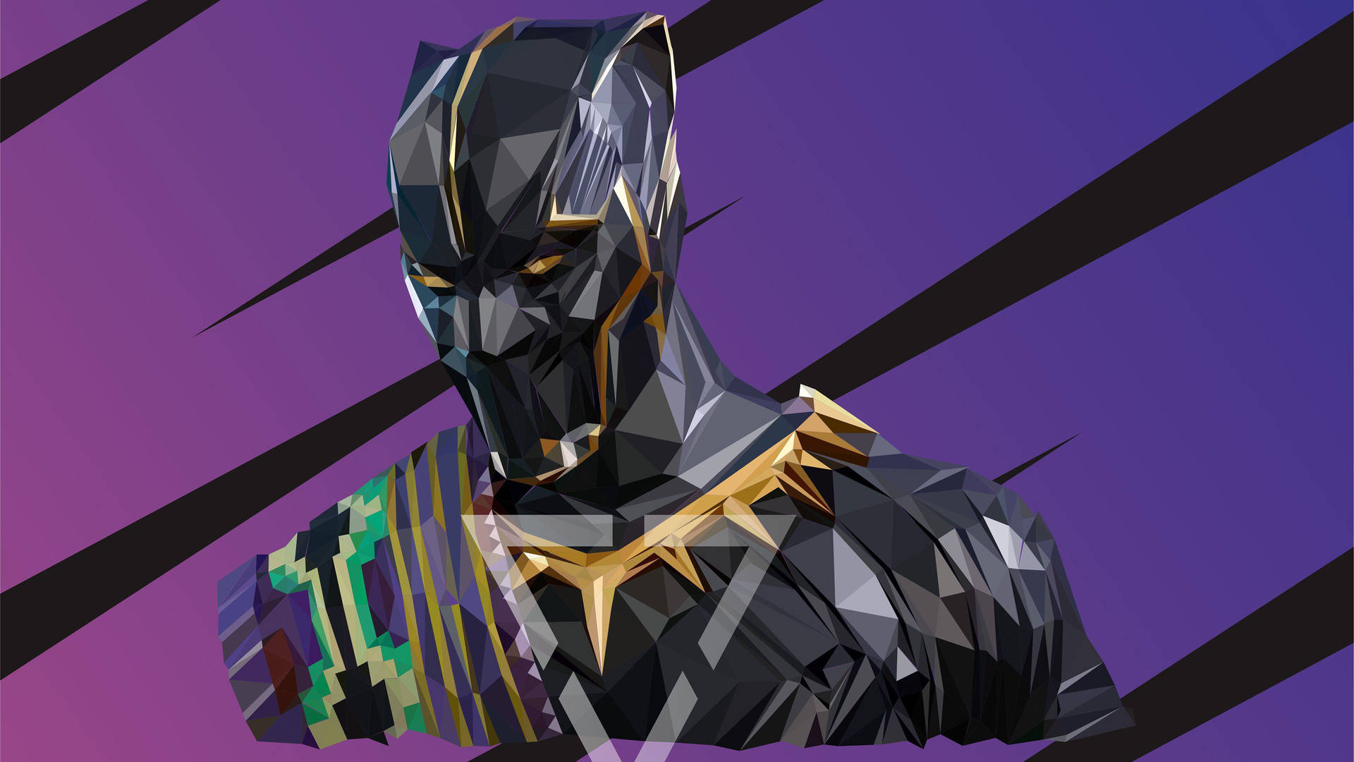 Black Panther In Mosaic Art Background