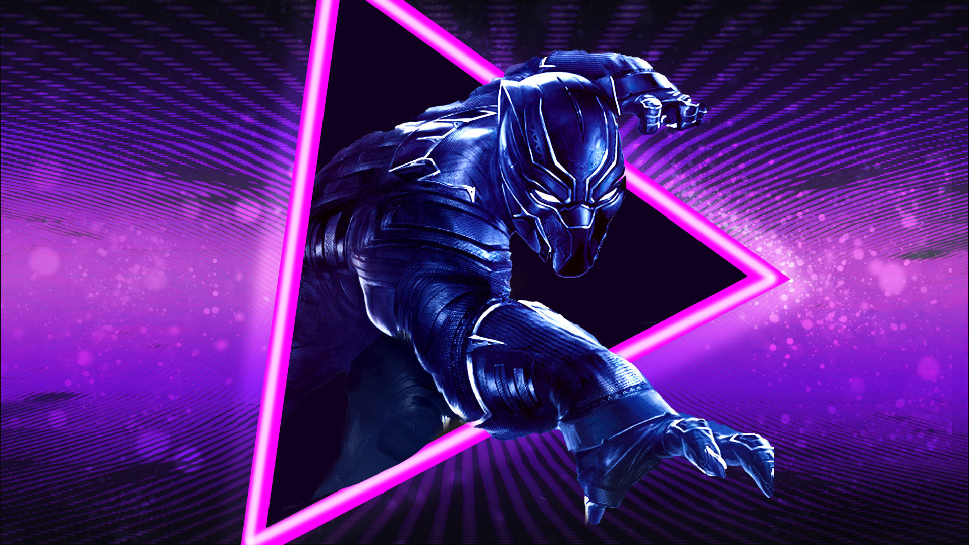 Black Panther In Purple Hue Background