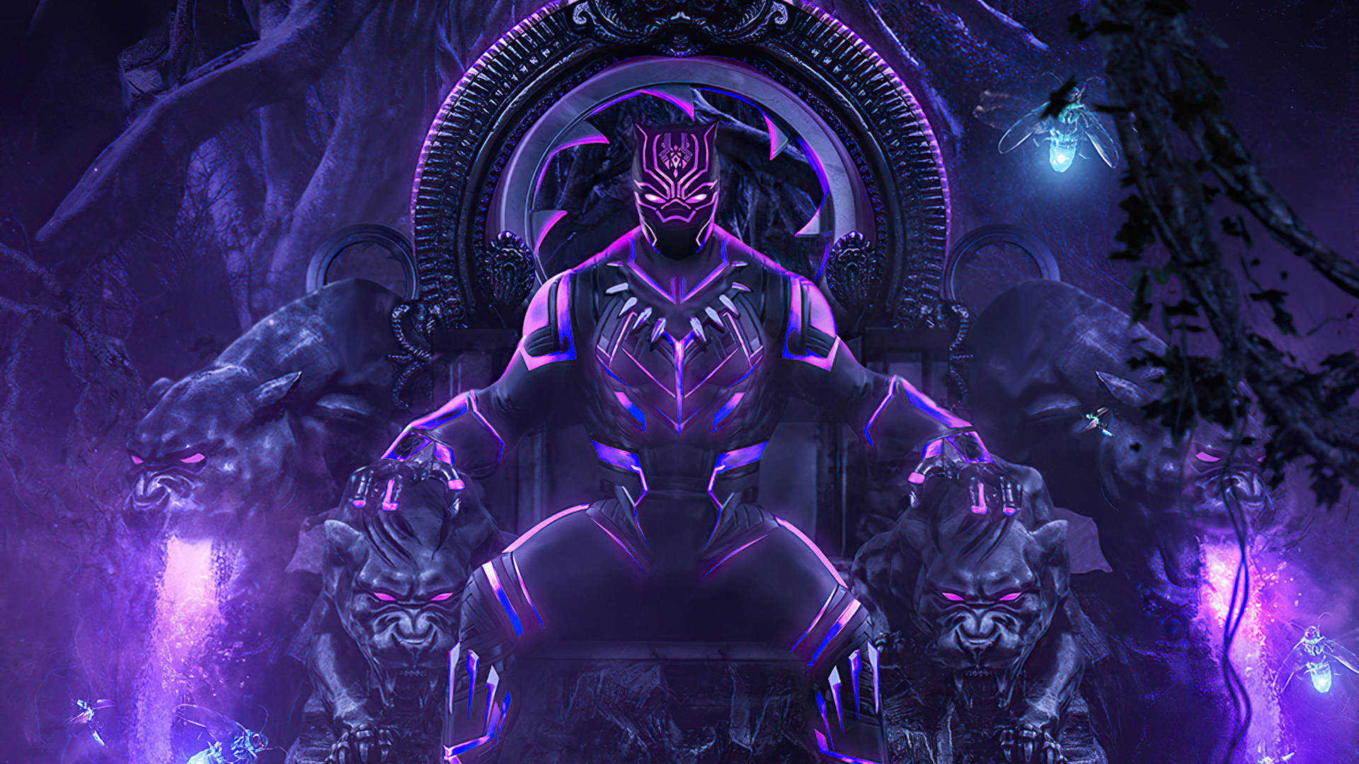 Black Panther In Throne Background