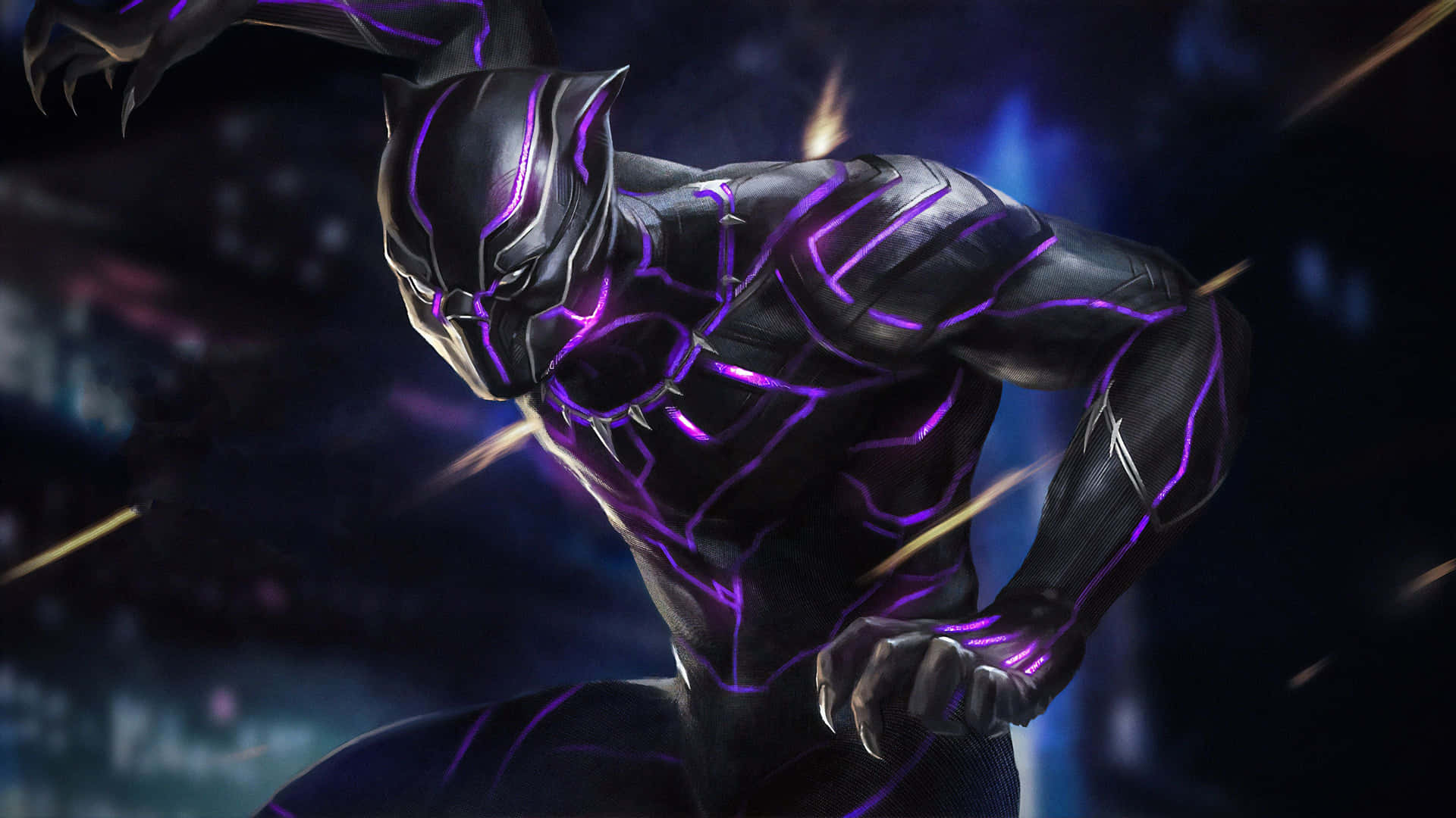 The majestic Black Panther emerging in the mysterious landscape. Wallpaper