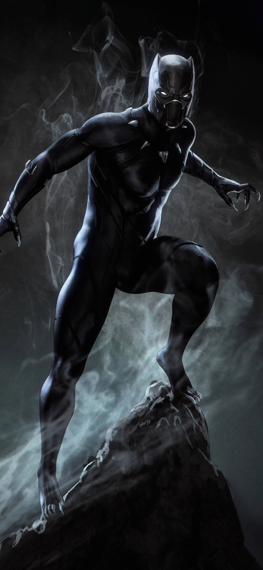 Download Black Panther On Rock Superhero Iphone Wallpaper 