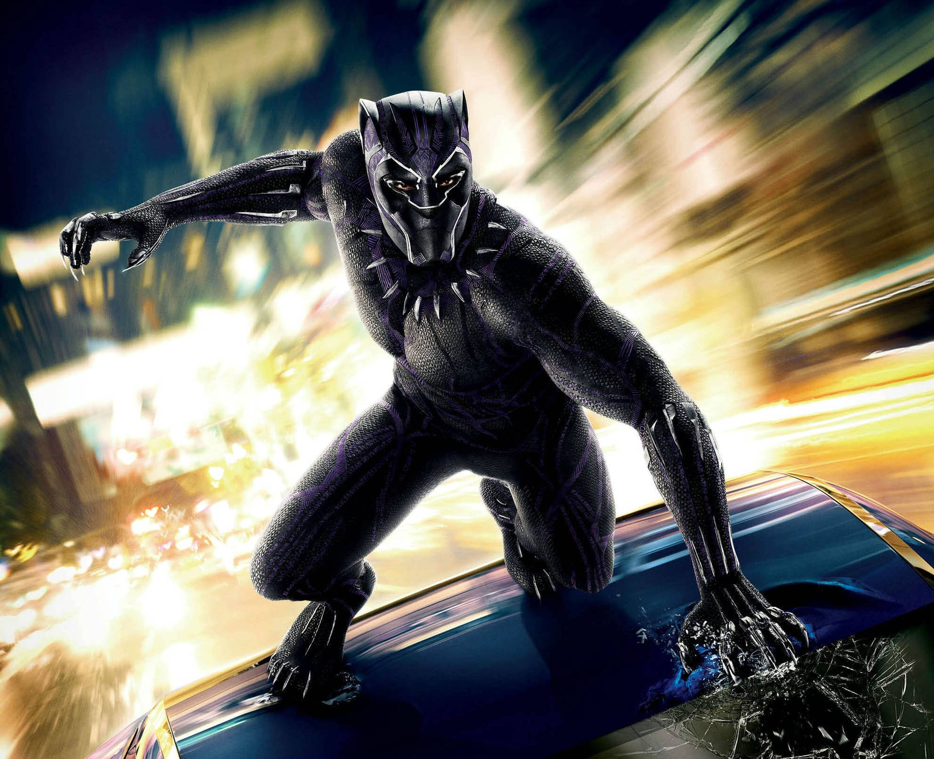 Black Panther Superhero Car Chase Background
