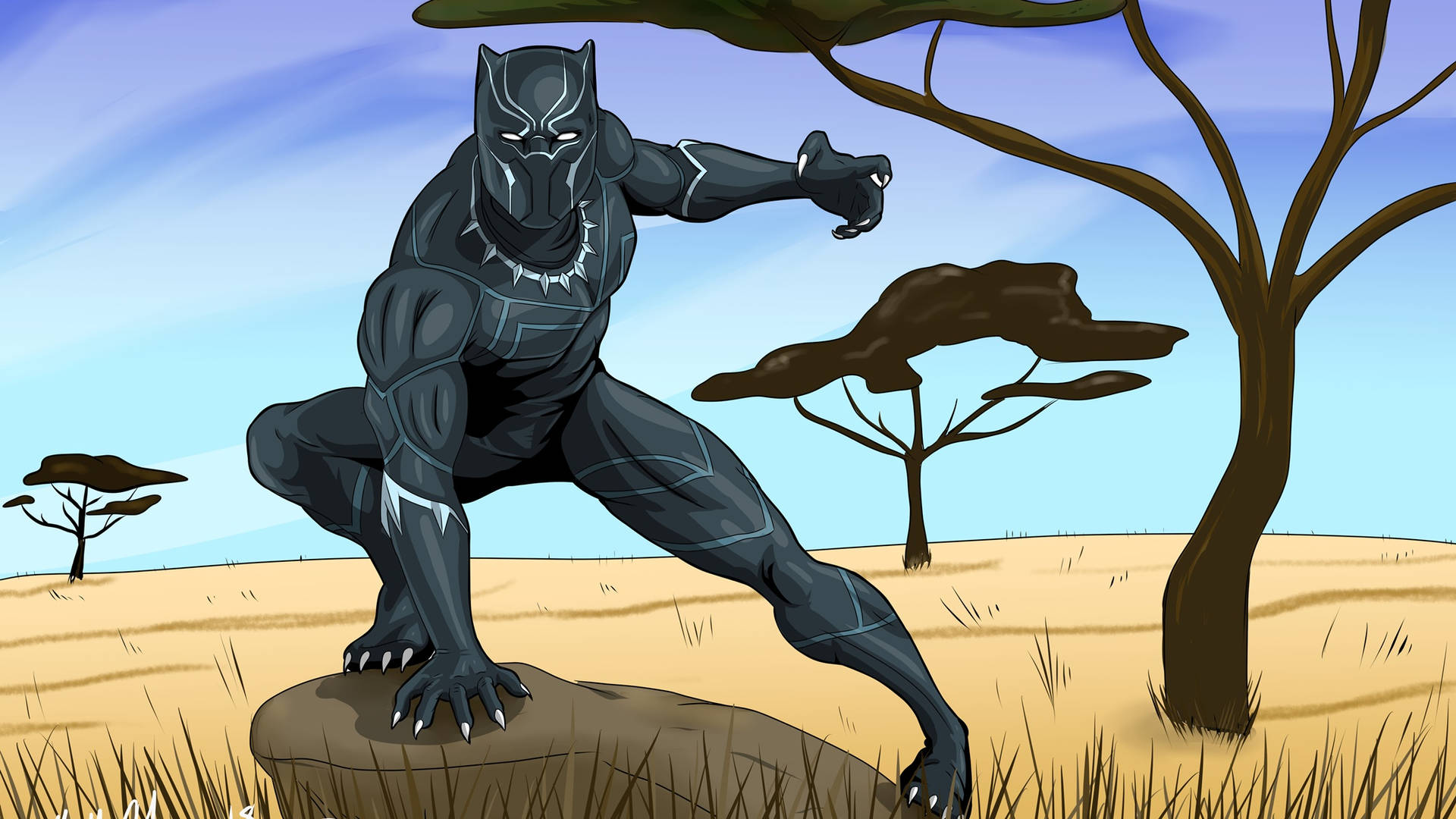 Black Panther Superhero Cartoon Art Background