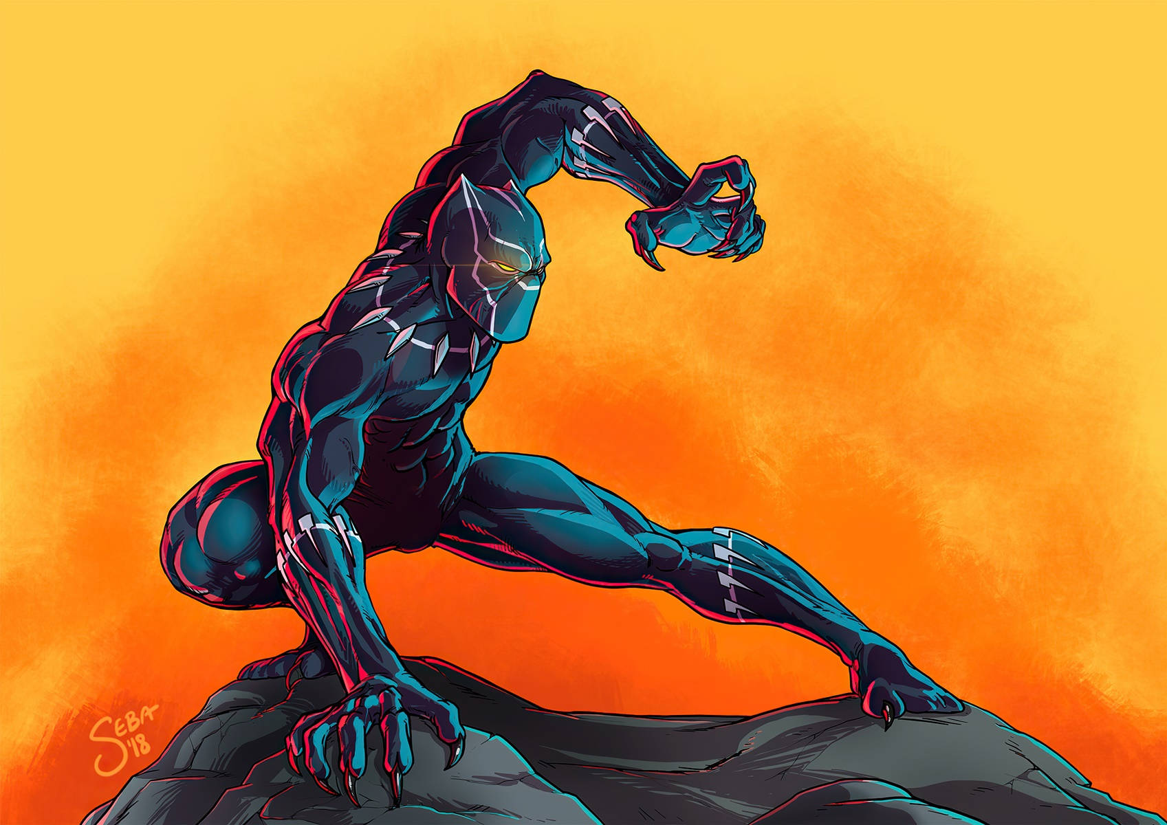 Black Panther Superhero Digital Paint Art Background