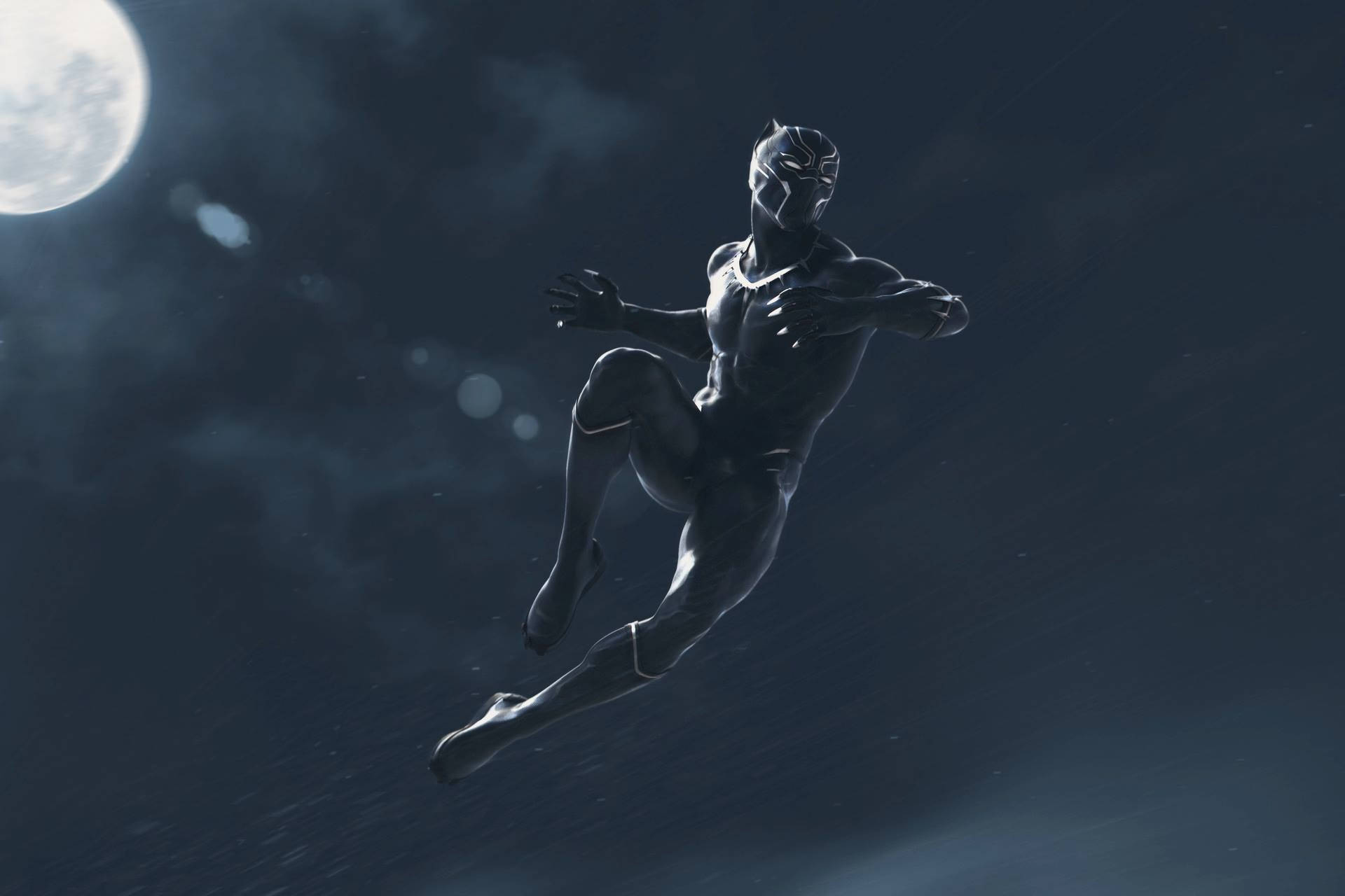 Black Panther Superhero Moon Light Jump Background