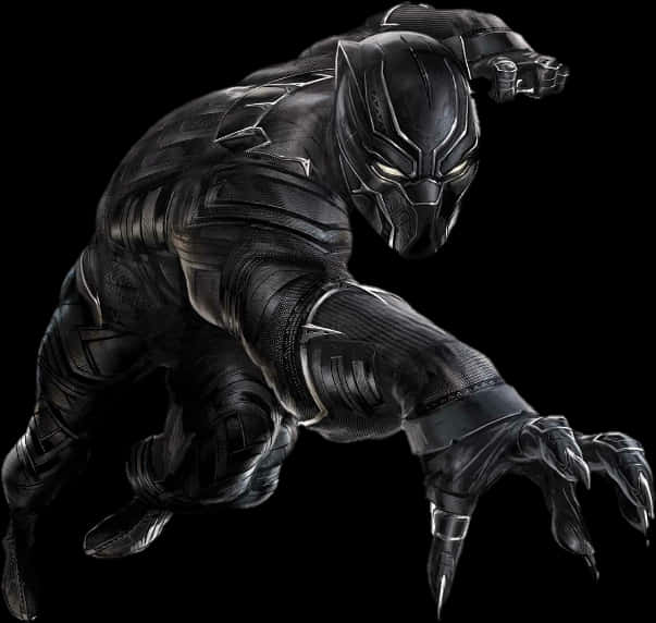 Black Pantherin Action Pose PNG