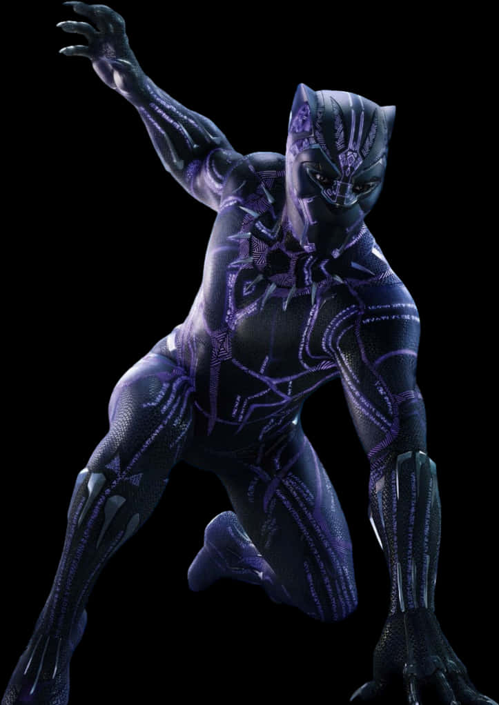 Black Pantherin Action Pose PNG