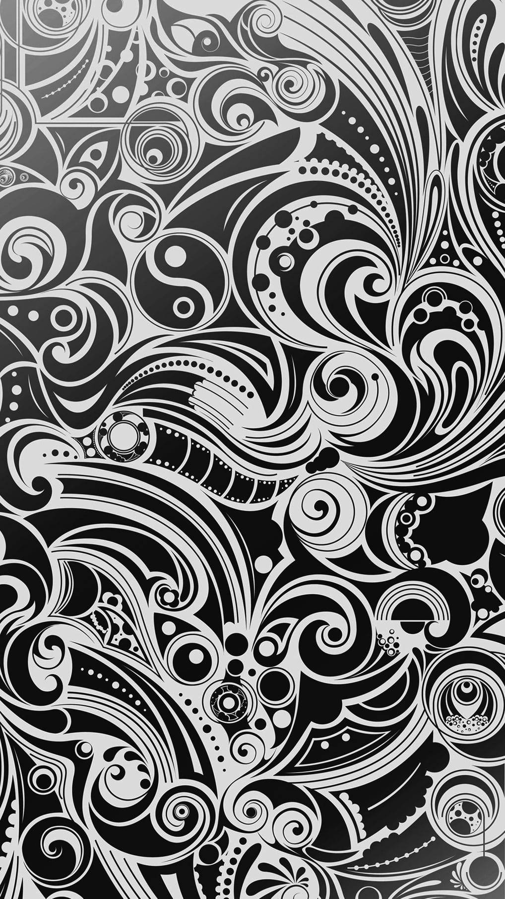 Black Pattern Abstract Paisley Swirls Wallpaper