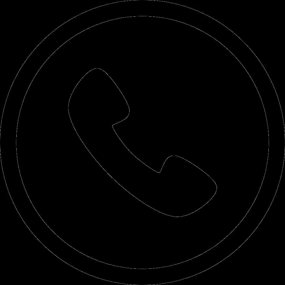 Black Phone Icon Circle Outline PNG