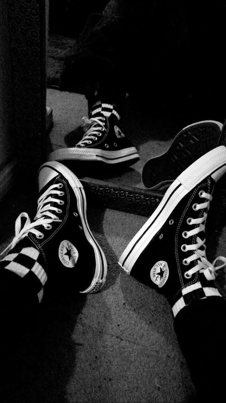 Download Converse All Star High Tops Black And White | Wallpapers.com