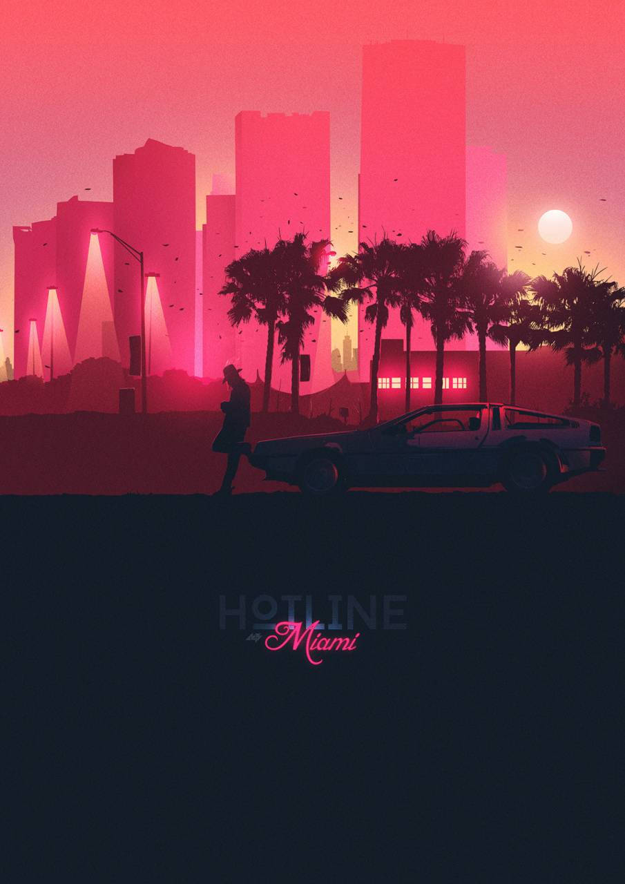 Black pink Hotline Miami mobile wallpaper.