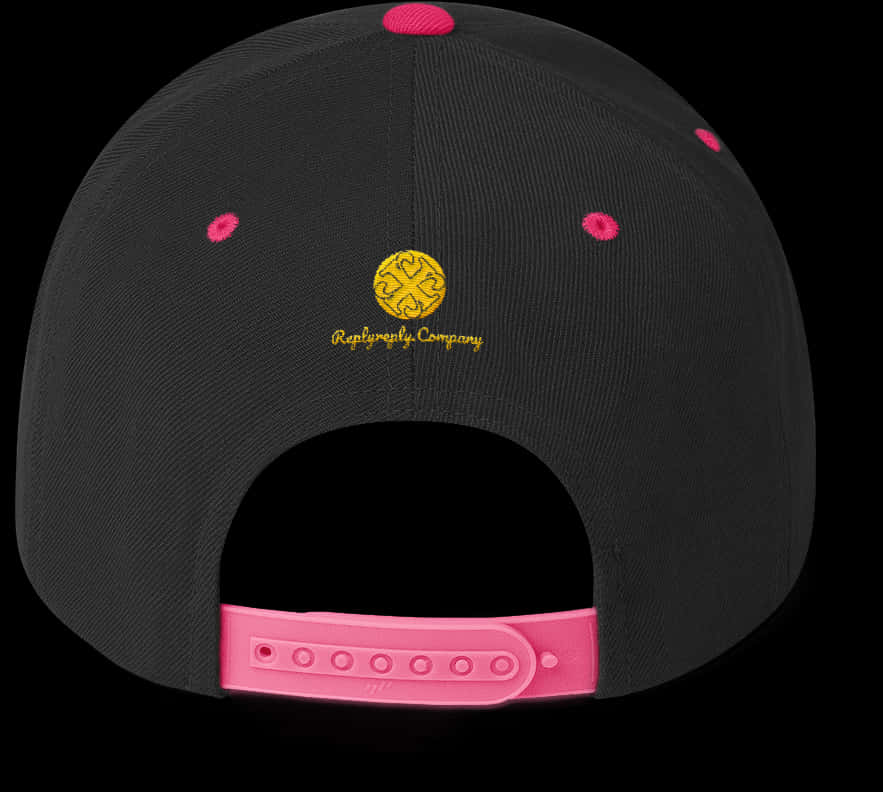 Black Pink Snapback Hat Rear View PNG