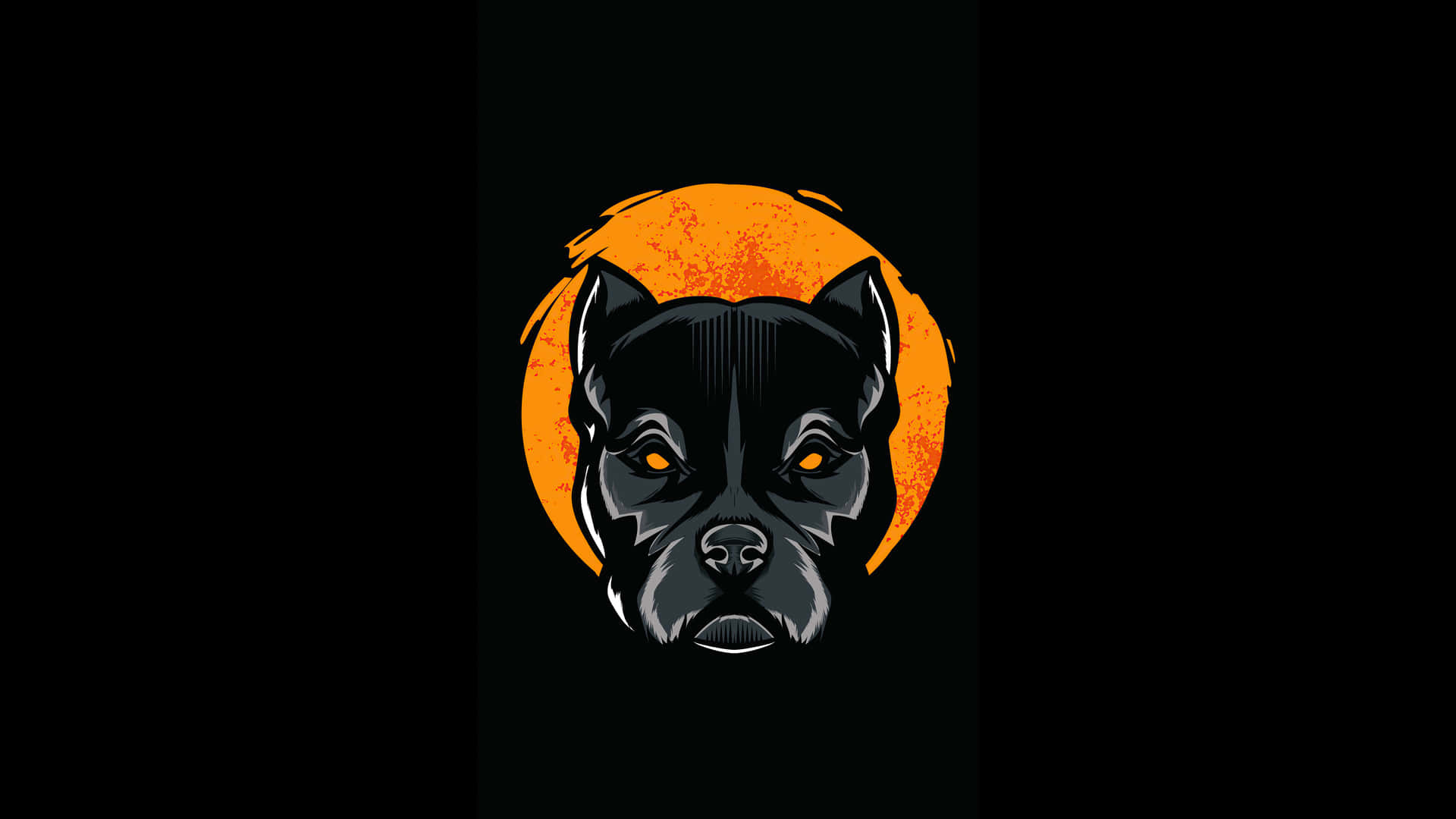 En sort hund med orange øjne på en sort baggrund Wallpaper