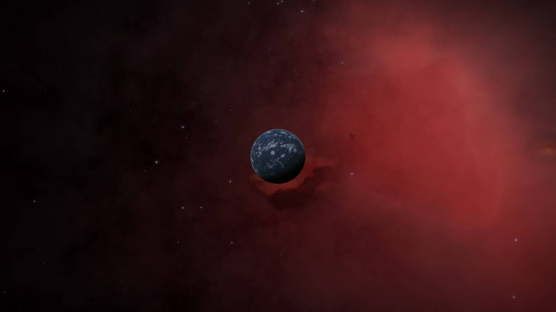 Sort Planet nær Rød Kosmos Wallpaper