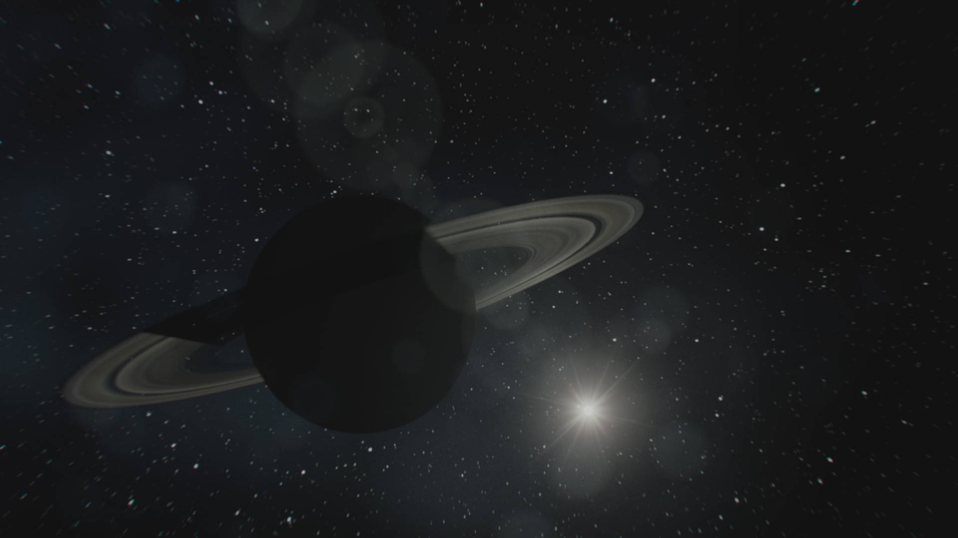 Black Planet Saturn And Stars Wallpaper