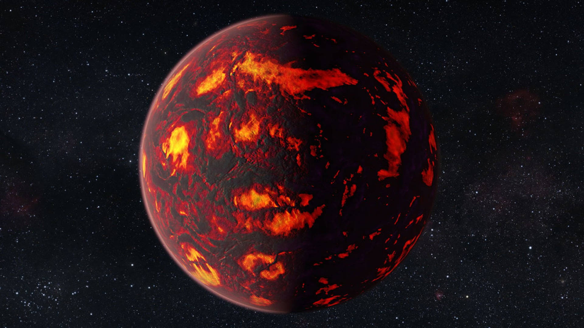 Black Planet With Lava Wallpaper
