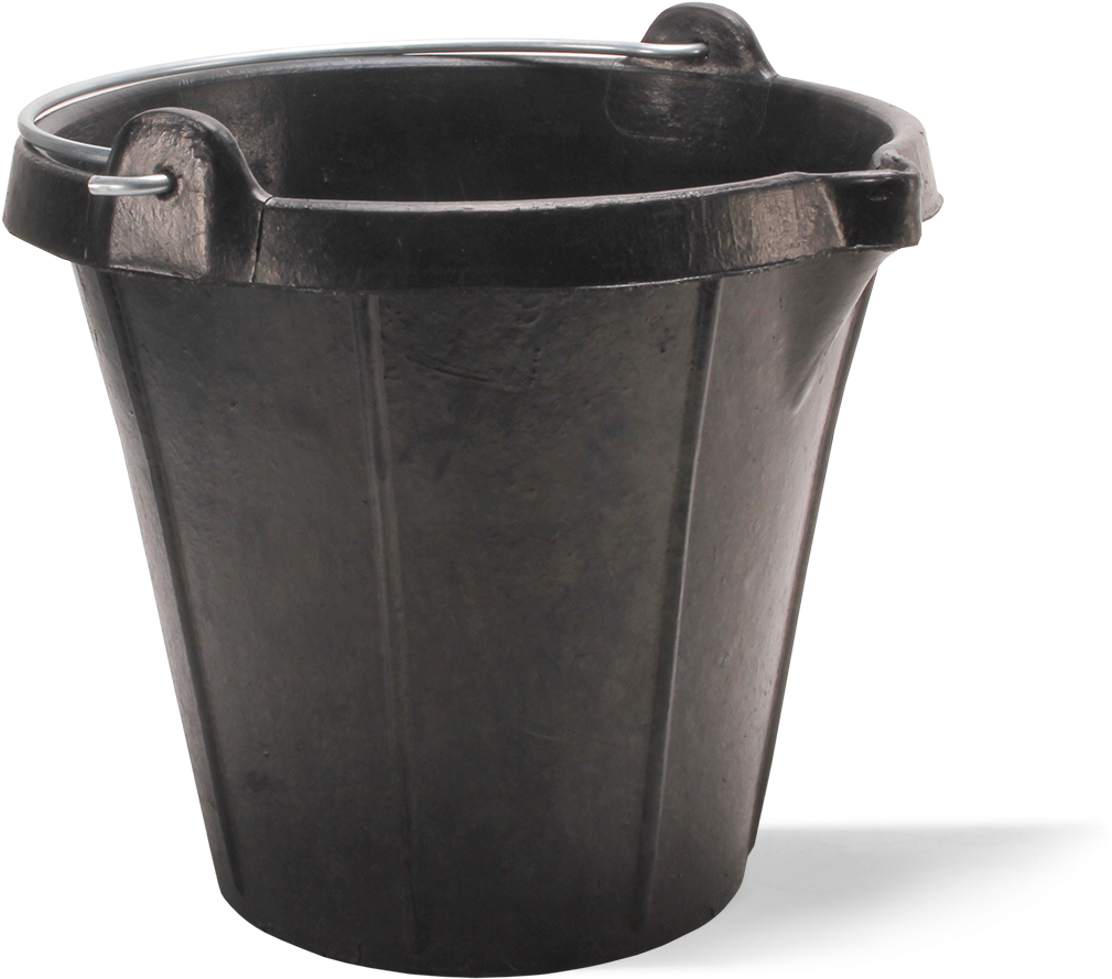 Black Plastic Bucket Isolated PNG