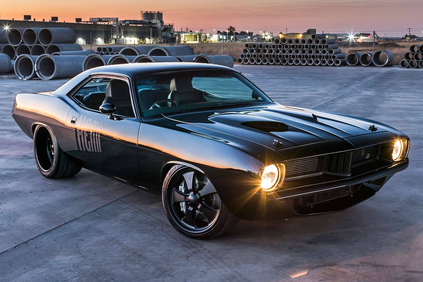 Sort Plymouth Barracuda Byggeplads Wallpaper