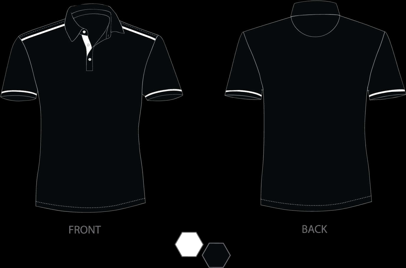 Black Polo Shirt Template Front Back PNG