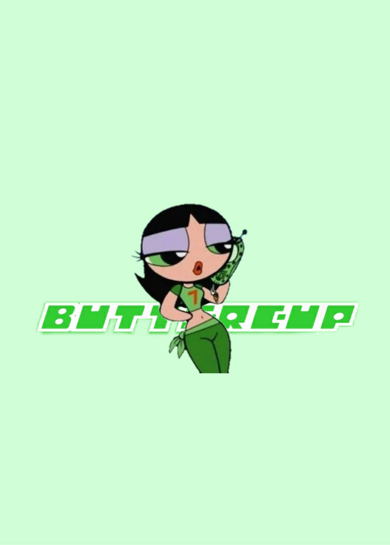 The iconic Black Powerpuff Girl, Buttercup, showcasing her fierce and determined persona in a stunning portrait. Wallpaper